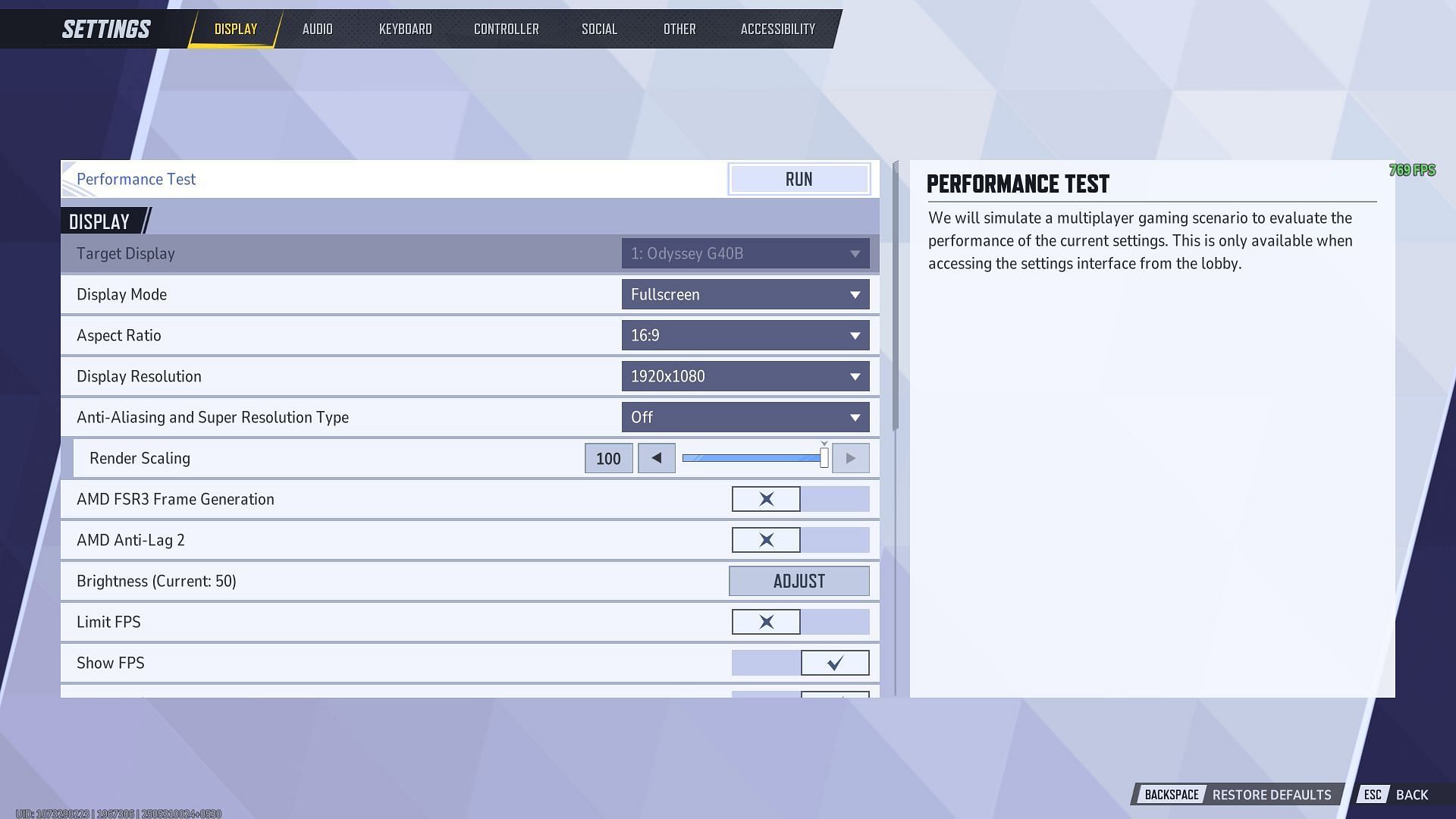 Locating the performance benchmark in Marvel Rivals (Image via Sportskeeda Gaming || NetEase Games)